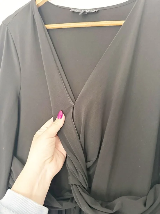 ELOQUII Plus Size Knot Front Pleated Skirt Dress Black 16 - Picture 5 of 11